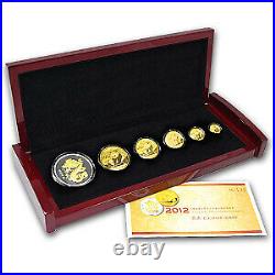 2012 China 6-Coin Gold Panda & Lunar Premium Dragon Set BU SKU #73729