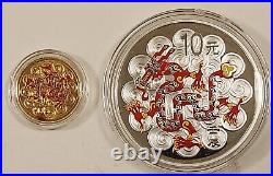 2012 China Chinese Year of the Dragon Proof Gold & Silver Colorized Coins withOGP
