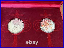 2012 China Dragon one ounce pure silver And One ounce Pure Silver Color Coin Set