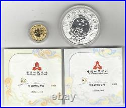 2012 Chinese Year Of Dragon Commemorative Colored Gold/silver Coins Set-proof