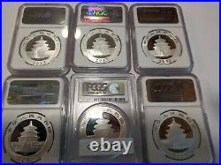 2013 (20) 1 oz. Silver Coins China Panda Set Cert. MS70 All Six Variations
