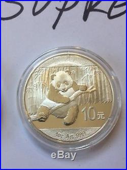 2013 & 2014 GEM Chinese 1oz Silver Panda coin China set