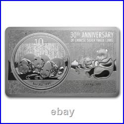 2013 30TH ANNIVERSARY OF CHINESE PANDA 3oz SILVER BAR & COIN SET WithBOX & COA
