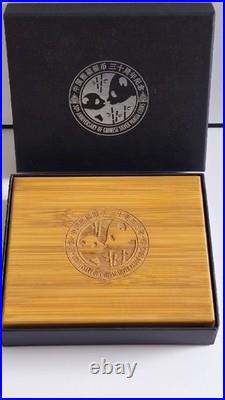 2013 30TH ANNIVERSARY OF CHINESE PANDA 3oz SILVER BAR & COIN SET WithBOX & COA