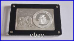 2013 30TH ANNIVERSARY OF CHINESE PANDA 3oz SILVER BAR & COIN SET WithBOX & COA