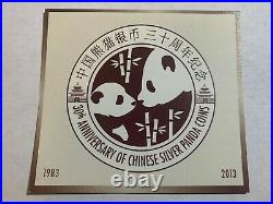 2013 30th Anniversary Chinese Silver Panda 3 Oz. Coin Bar Set 2138/3000