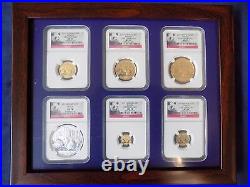 2013 China 5 Gold Panda 1 Silver, 6 Coins Set Ngc Ms 70 First Release
