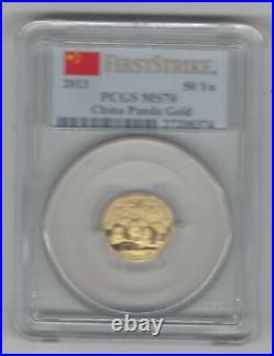 2013 China Panda Gold 50 Yuan & Silver 10 Yuan Coins Pcgs Ms 70 -set 2 Coins