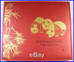 2013 China Prestige Panda First Strike Set 5 PCGS MS70 Gold Coins +Silver
