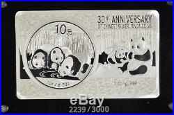2013 China Silver Panda 30th Anniversary 3 oz Set 1 oz Coin and 2 oz Bar #2239