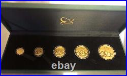 2013 Chinese Gold Panda 5 Coin Uncirculated Set in Green Box, Low Mintage Set