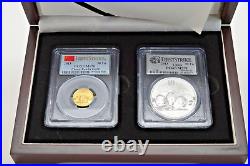 2013 PCGS MS70 First Strike Gold Yuan Silver Panda Two Coin Boxed Set