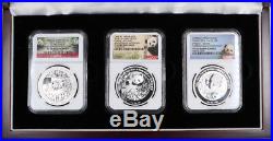 2014-2016 Mint Medal and Panda Issues Set China 1oz Silver Smithsonian Institute