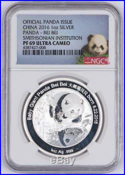 2014-2016 Mint Medal and Panda Issues Set China 1oz Silver Smithsonian Institute