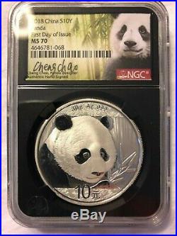2014-2018 China Silver Panda 10 Yn, 1oz. 999 Fine Silver 4 Coin Set FDOI