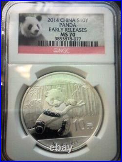 2014 China Panda 1 Kilo, 5 oz, 1 oz Silver Coin with COA NGC PR 70 UC Set