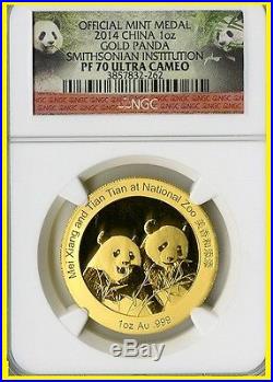 2014 China Smithsonian Gold&silver Panda 5 Coins Set Ngc Pf 70 Uc