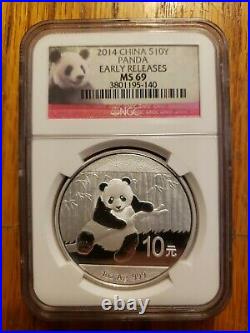 2014 Early Release Silver Panda Set Of Four NGC MS69