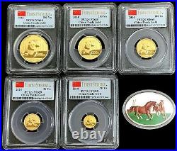 2014 Gold China 1.9 Oz Prestige Panda 6 Coin Set Pcgs Mint State 69 In Box & Coa