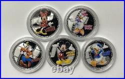 2014 Niue 5 pcs of 1oz Colored Silver Coins Set Disney