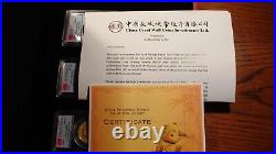 2014 Pcgs Ms70 Gold China Perfect 5 Coin Panda Set With Coa & Original Packaging