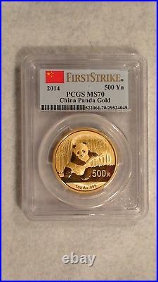 2014 Pcgs Ms70 Gold China Perfect 5 Coin Panda Set With Coa & Original Packaging