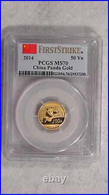 2014 Pcgs Ms70 Gold China Perfect 5 Coin Panda Set With Coa & Original Packaging