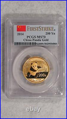 2014 Pcgs Ms70 Gold China Perfect 5 Coin Panda Set With Coa & Original Packaging