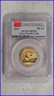 2014 Pcgs Ms70 Gold China Perfect 5 Coin Panda Set With Coa & Original Packaging