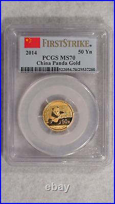 2014 Pcgs Ms70 Gold China Perfect 5 Coin Panda Set With Coa & Original Packaging