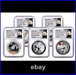2015-2019 1-oz Silver Moon Festival Panda 5-pc Legacy Set NGC PF 70 ULTRA CAMEO