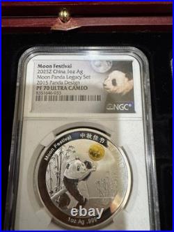 2015-2019 1-oz Silver Moon Festival Panda 5-pc Legacy Set NGC PF70 Ultra Cameo