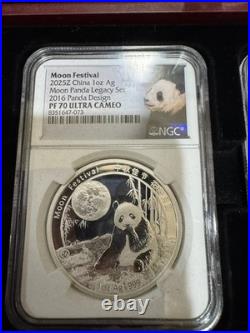 2015-2019 1-oz Silver Moon Festival Panda 5-pc Legacy Set NGC PF70 Ultra Cameo