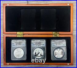 2015 American $1, China 10 Yuan, Canada $5 ANACS MS-70, First Release 3 Coin Set