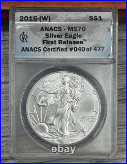2015 American $1, China 10 Yuan, Canada $5 ANACS MS-70, First Release 3 Coin Set 2015 American $1, China 10 Yuan, Canada $5 ANACS MS-70, First Release 3 Coin Set