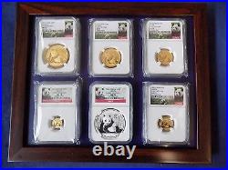 2015 China 5 Gold Panda 1 Silver, 6 Coins Set Ngc Ms 70 Early Release