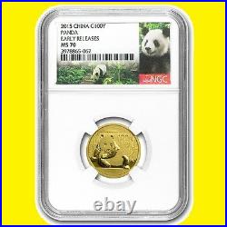 2015 China 5 Gold Panda 1 Silver, 6 Coins Set Ngc Ms 70 Early Release