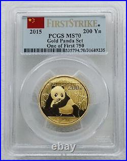 2015 China Gold Panda 6-Coin Prestige Set MS70 PCGS 1st Strike with Box COA 29516