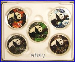2016 10 Yuan SILVER PANDA Elements Earth, Fire, Water, Metal, Wood 5 Coin Set
