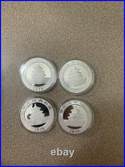 2016-2019 1oz Chinese Silver Panda (4 Coin Set)
