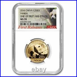 2016 China 5-Coin Gold Panda Set MS-70 NGC (1st of 750) SKU#273931