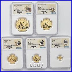 2016 China Kung Fu Panda Special Commemorative Edition Gold 5-Coin Set NGC MS 70