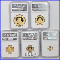 2016 China Kung Fu Panda Special Commemorative Edition Gold 5-Coin Set NGC MS 70