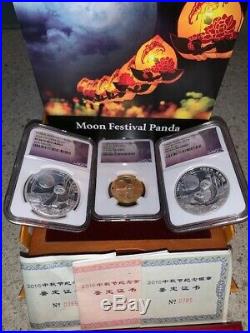 2016 China Panda Moon Festival Medals 3 Coin Set