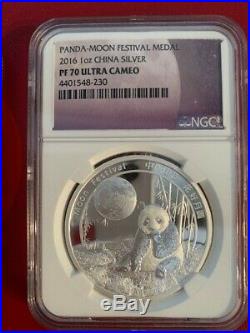 2016 China Panda Moon Festival Medals 3 Coin Set