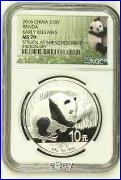 2016 China Silver Panda 2-Coin Set Shanghai & Shenzhen Mints NGC MS70 ER