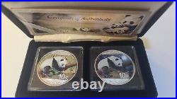 2016 China Silver Panda Night and Day Color Coin Set with COA Low Mintage of 500