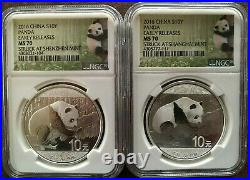 2016 China Silver Panda Struck At Shenzhen And Shanghai Mints-set Of 2 Coins