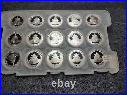 2016 Chinese Silver Panda 15 Count Proof 999 Fine 10 Yuan 30g Coin Set