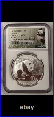 2016 Silver China S10Y PANDA ER NGC MS70 2-Coin Set Shanghai & Shenzhen Mints